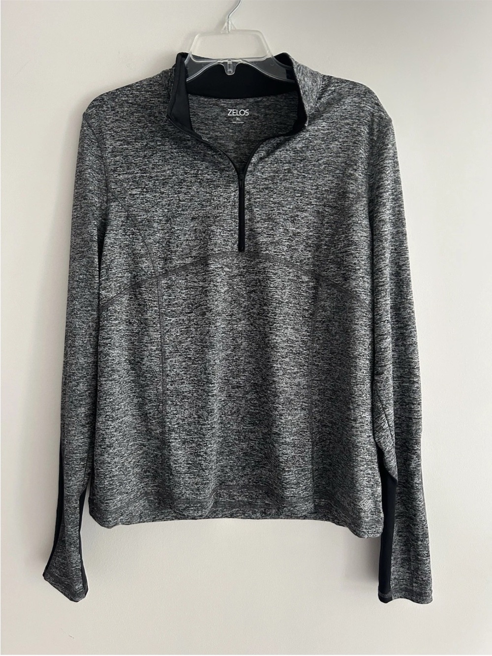Zelos | XL Grey Heather 1/2 Zip Pullover Features Black Contrasting Side Panels